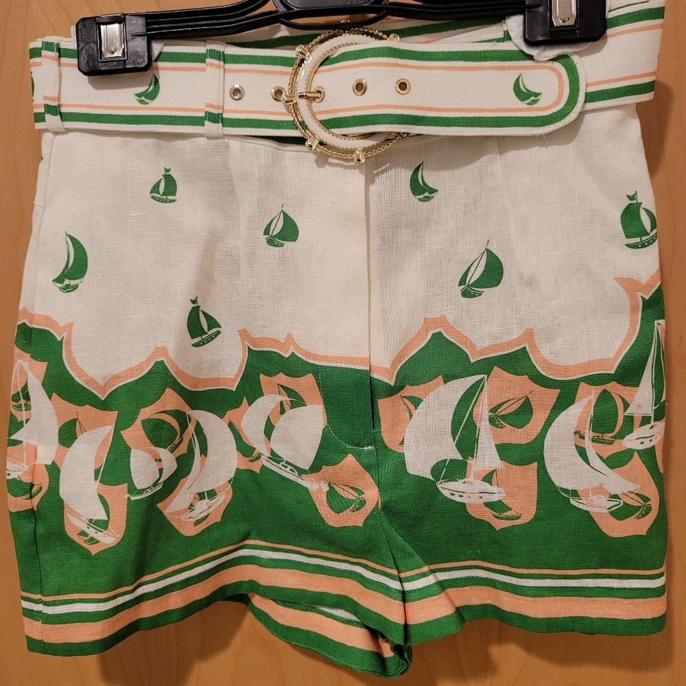 Zimmermann High Tide green Sailboat shirt and shorts 2 pc set - Picture 5 of 16